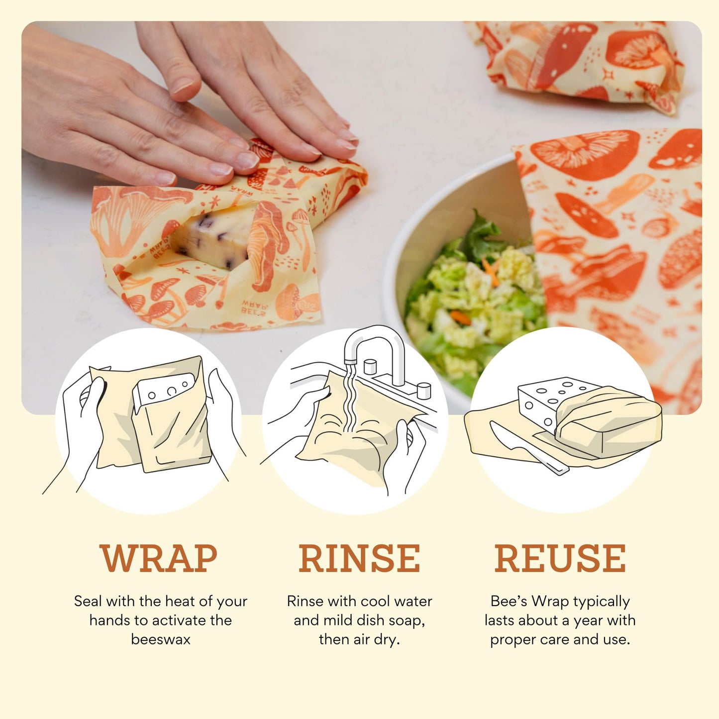 Plastic-Free Vegan Reusable Food Wrap Roll – Bee's Wrap