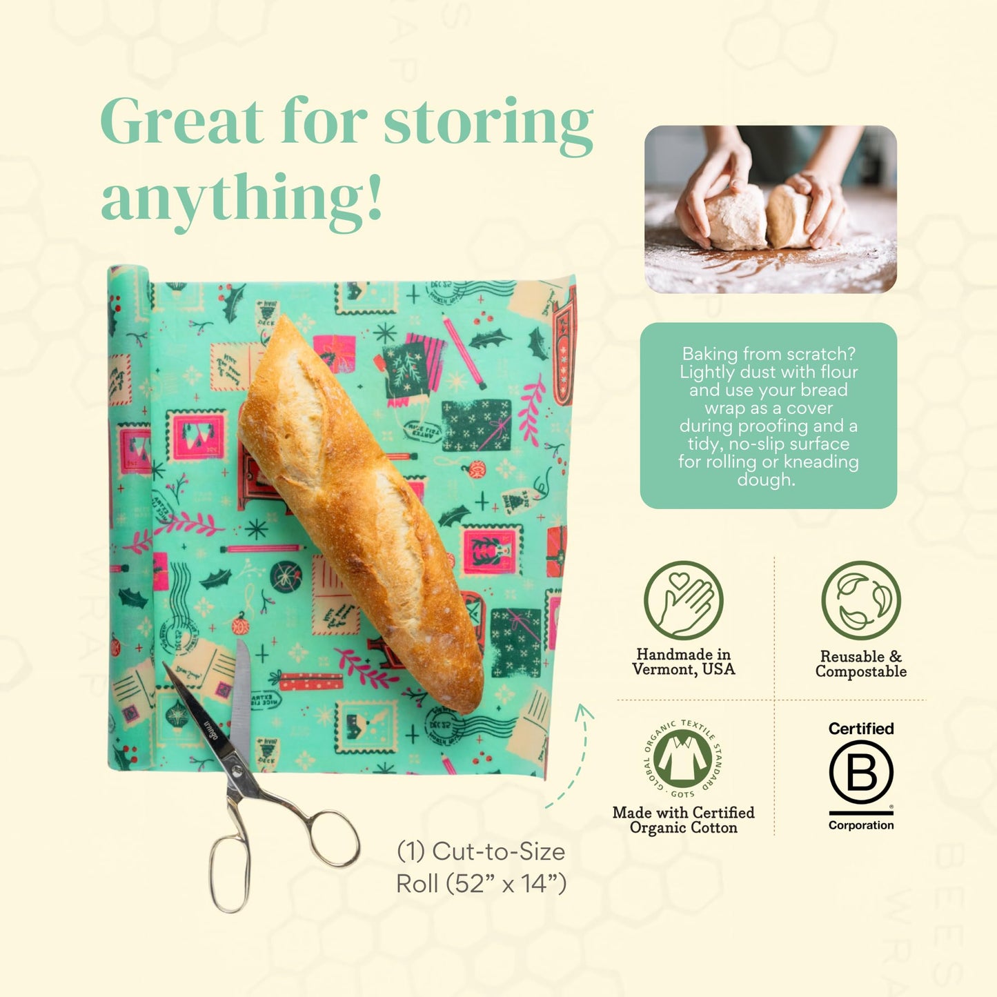 Plastic-Free Vegan Reusable Food Wrap Roll – Bee's Wrap