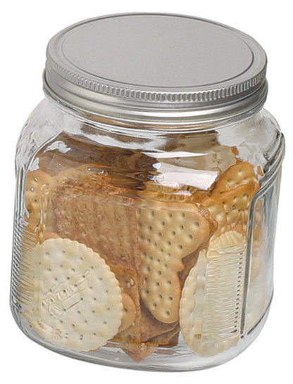 2-Quart Glass Cracker Jars with Aluminum Lids, 4-Pack - Anchor Hocking