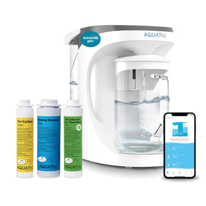 PFAS & Lead Countertop RO Purifier, Glass Carafe – AquaTru Carafe