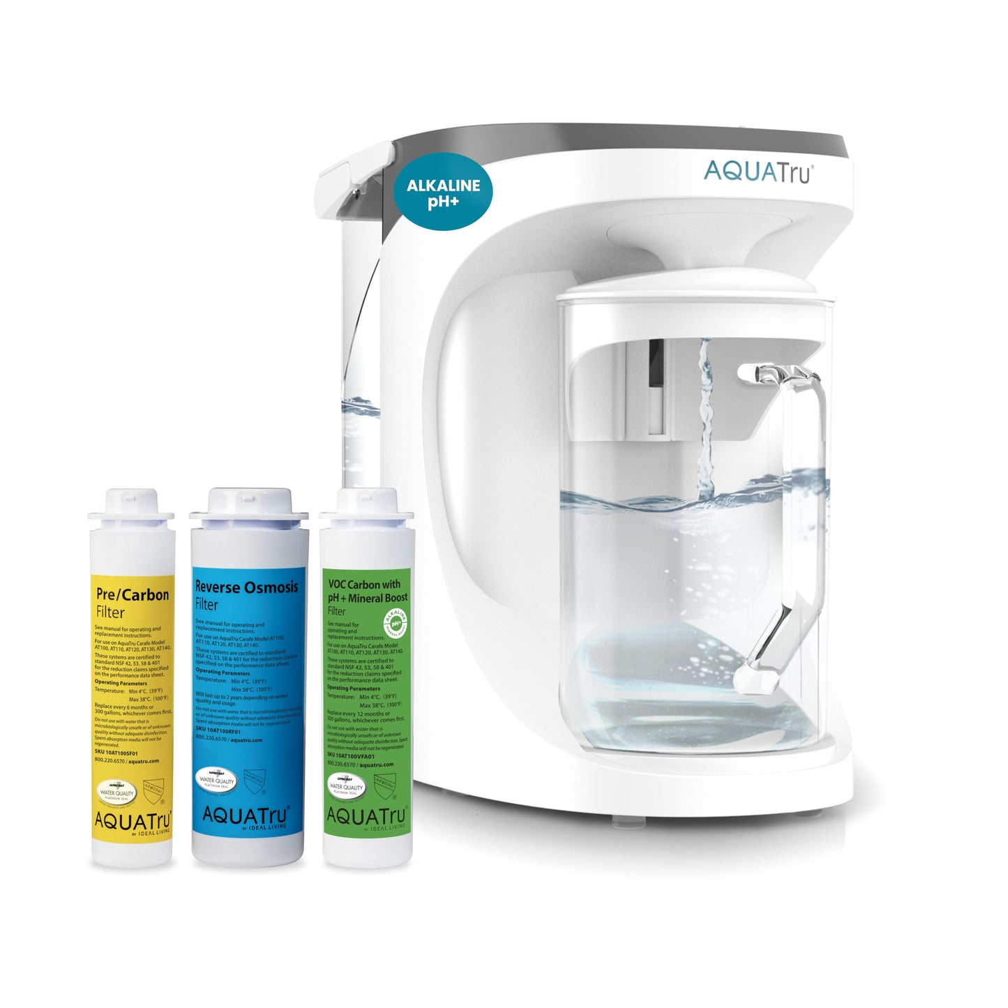 PFAS & Lead Countertop RO Purifier, Glass Carafe – AquaTru Carafe