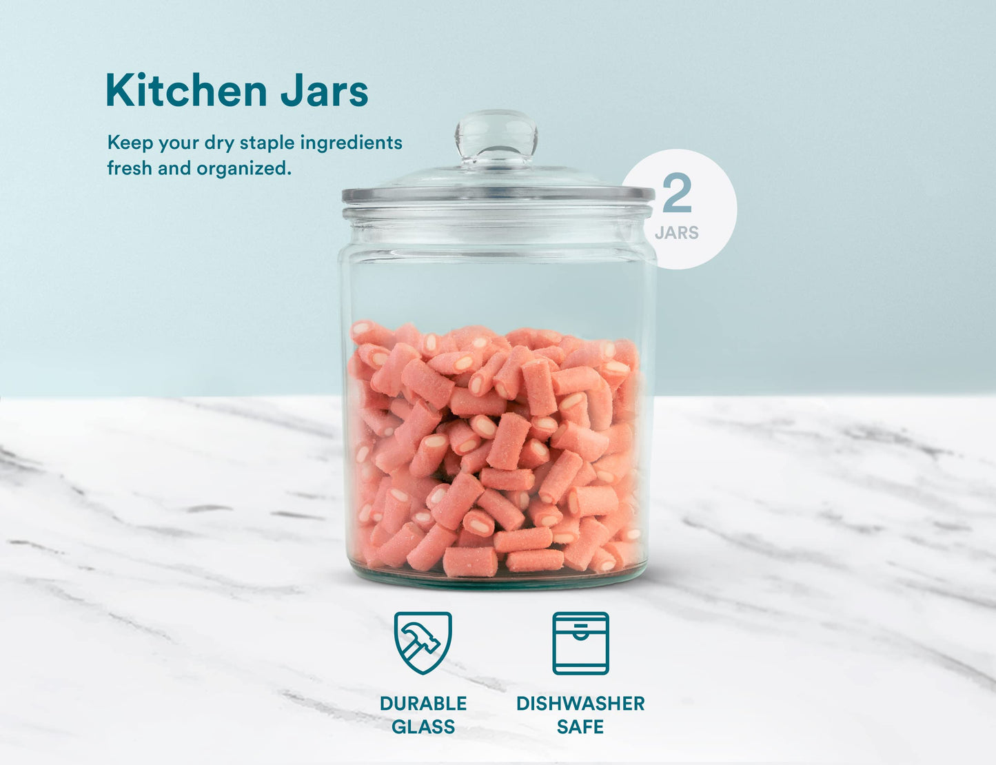 Plastic-Free Half-Gallon Glass Storage Jars, Glass Lids, 2-Pack – KooK
