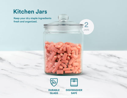 Plastic-Free Half-Gallon Glass Storage Jars, Glass Lids, 2-Pack – KooK