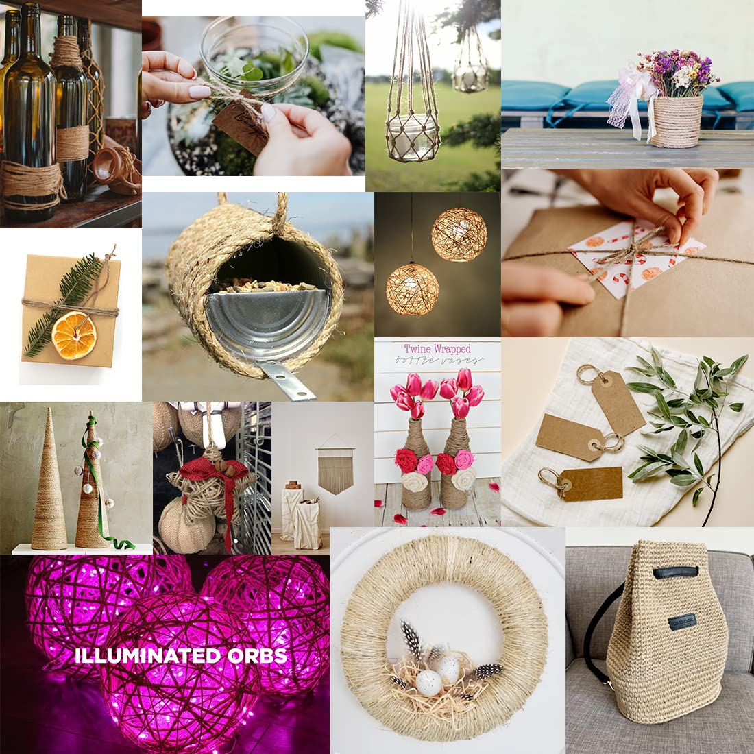 100% Natural Jute Twine: 1100 Feet of Biodegradable Cord for Zero-Waste Crafting and Gardening