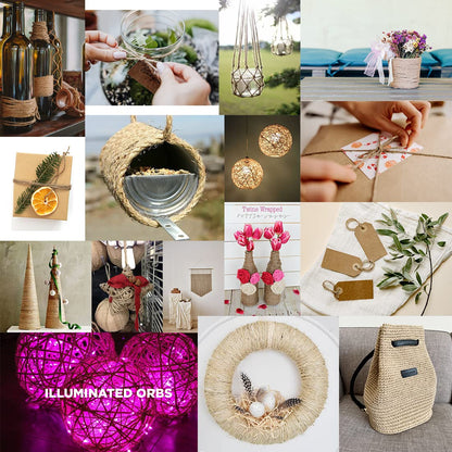 100% Natural Jute Twine: 1100 Feet of Biodegradable Cord for Zero-Waste Crafting and Gardening