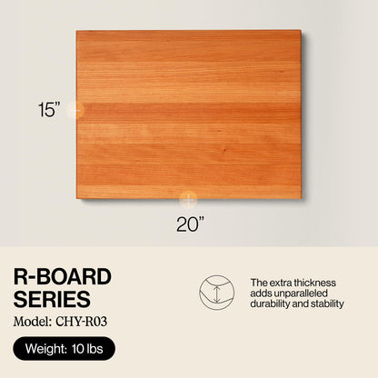 Wooden R-Board with dimensions and product details on a light gray background
