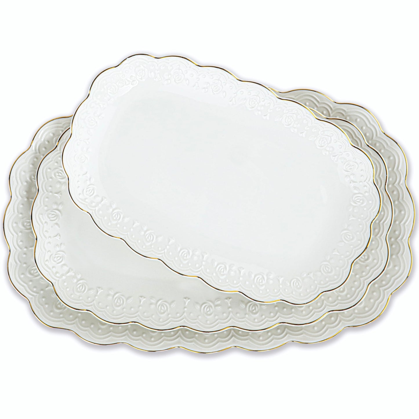 White Porcelain Serving Platters, Set of 3 – Kassel