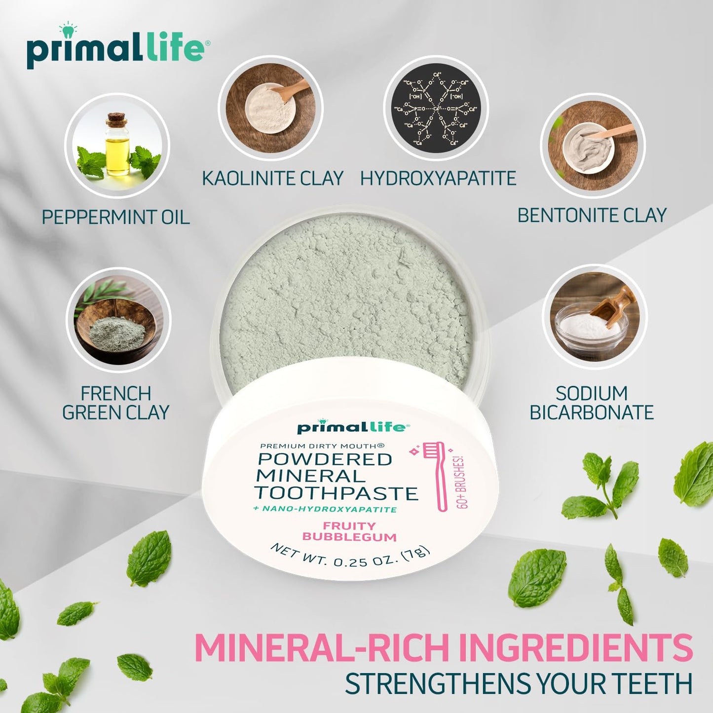 Fluoride-Free Remineralizing Tooth Powder, Bubblegum – Primal Life Organics