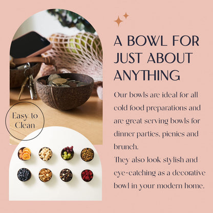 Non-Toxic Coconut Bowl Set with Wooden Spoons (COCOBOWLCO)