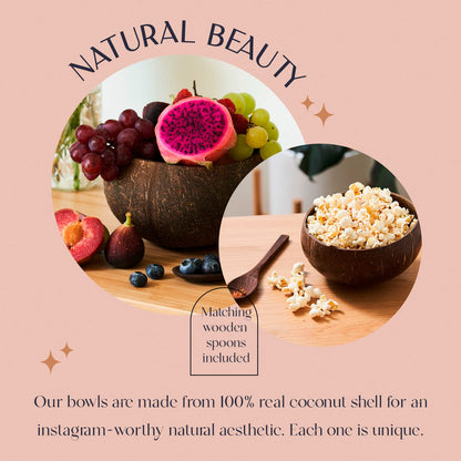 Non-Toxic Coconut Bowl Set with Wooden Spoons (COCOBOWLCO)