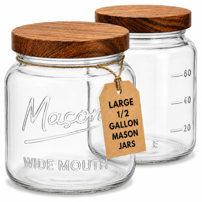 Plastic-Free 1-Gallon Glass Mason Jar with Acacia Wood Lid – Kitchentoolz