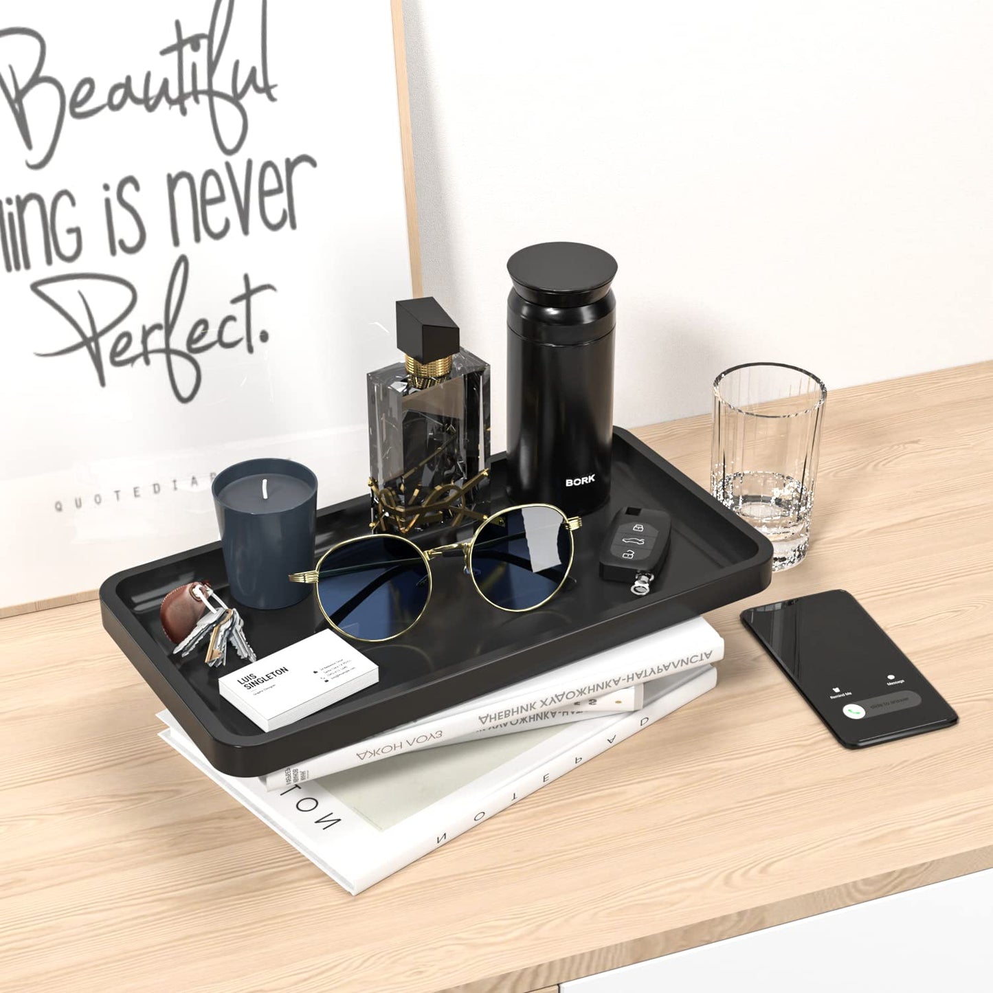 Sustainable Bamboo Bathroom Vanity Tray: Sleek Countertop Organizer