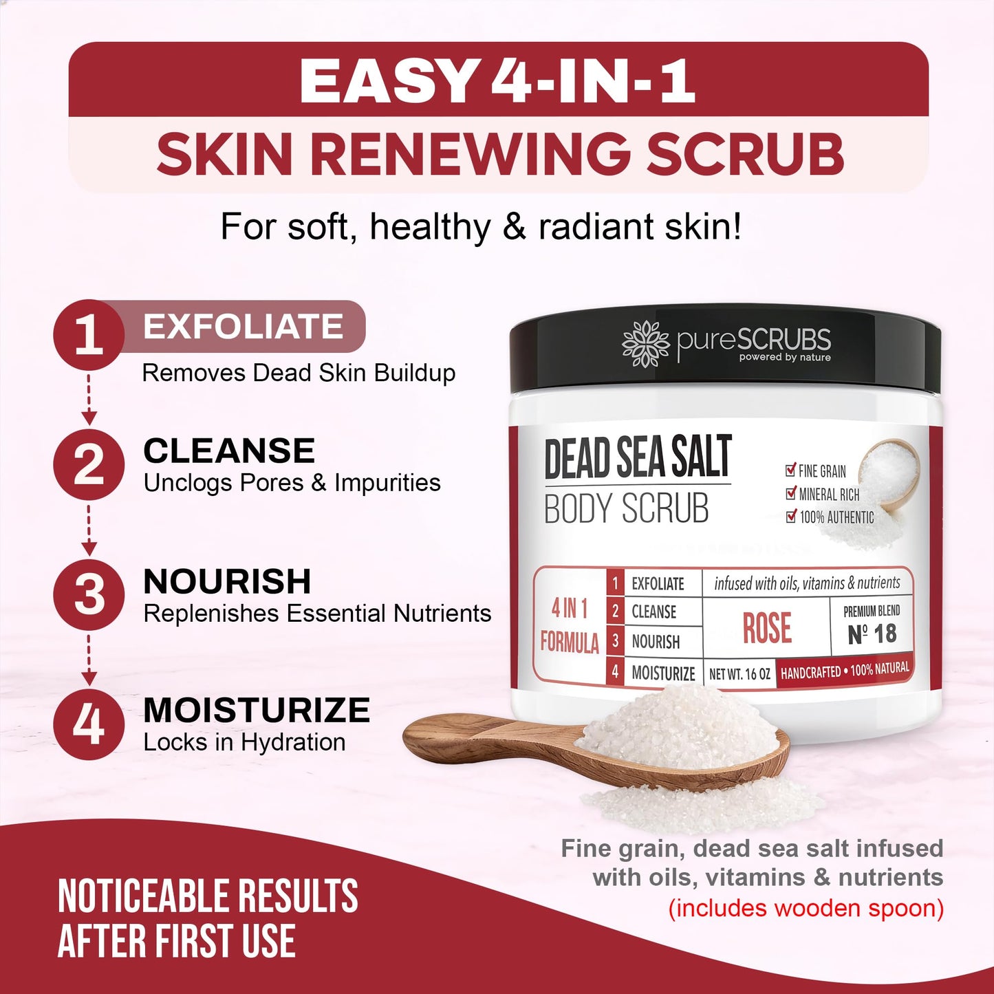 Fragrance-Free Dead Sea Salt Body Scrub, Organic Oils – pureSCRUBS Unscented