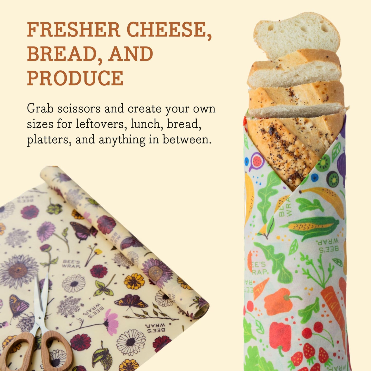 Plastic-Free Vegan Reusable Food Wrap Roll – Bee's Wrap