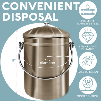 Microplastic-Free Kitchen: Epica Stainless Steel Compost Bin Non-Toxic