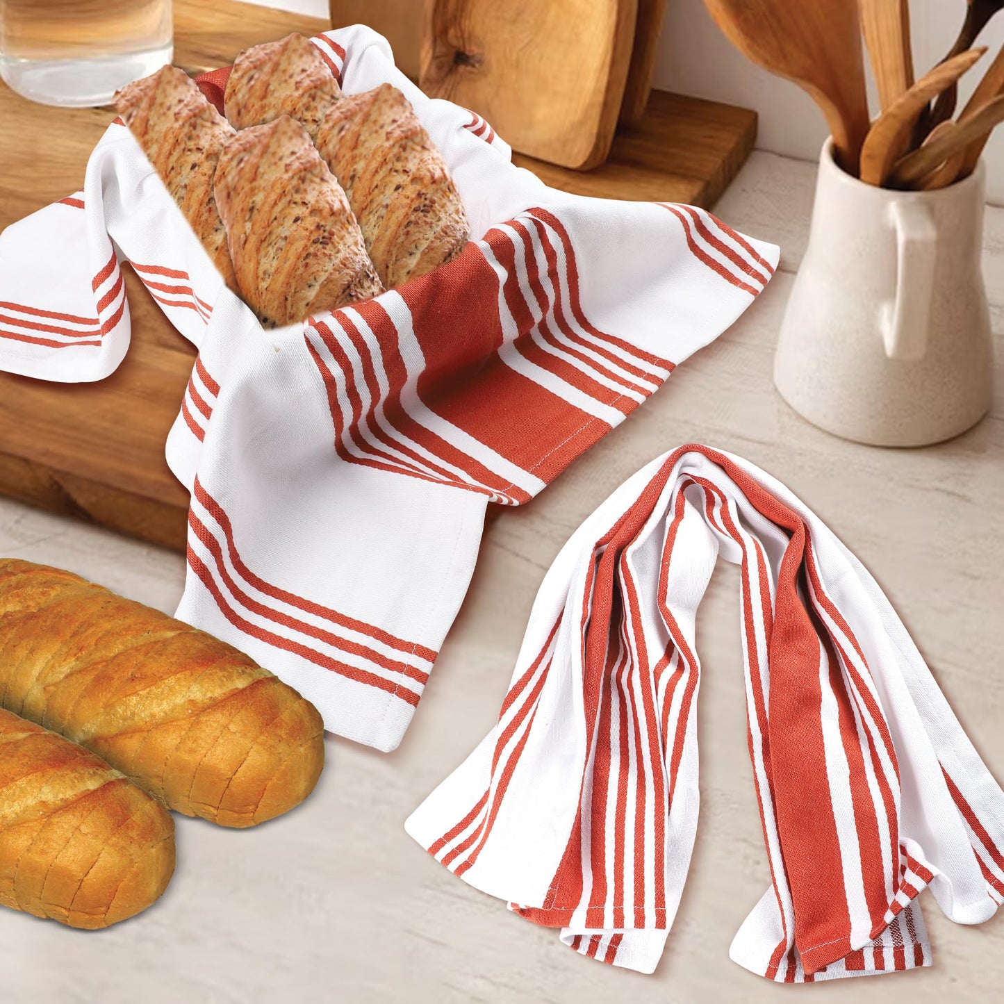 Microplastic-Free Kitchen: Urban Villa Cotton Dish Towels 6-Pack Non-Toxic