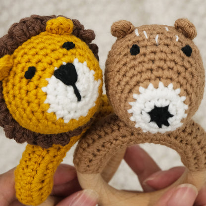 Joliecraft Woodland Friends Baby Rattle: Cotton & Beechwood Elephant