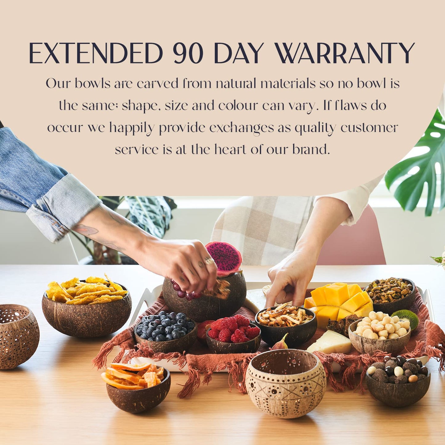Non-Toxic Coconut Bowl Set with Wooden Spoons (COCOBOWLCO)
