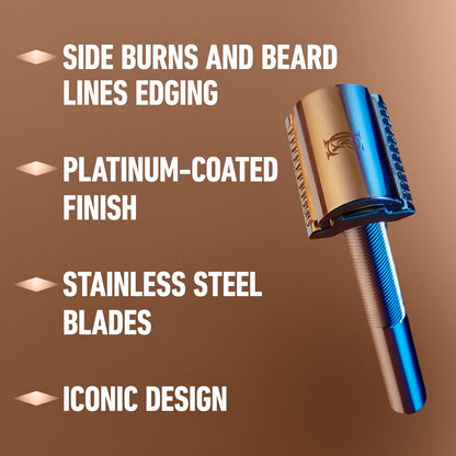 King C. Gillette Safety Razor: Chrome-Plated Handle & 5 Platinum Blades