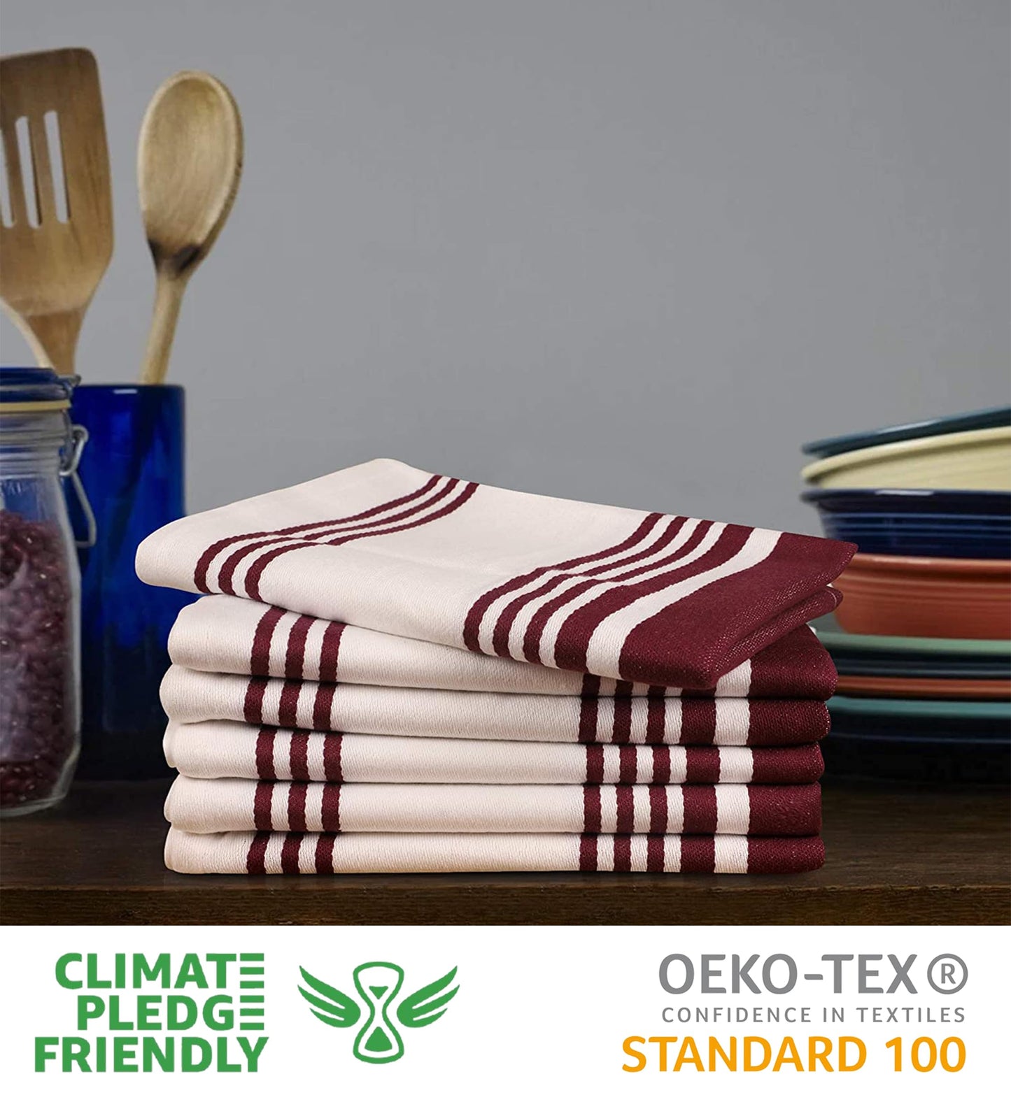 Microplastic-Free Kitchen: Urban Villa Cotton Dish Towels 6-Pack Non-Toxic