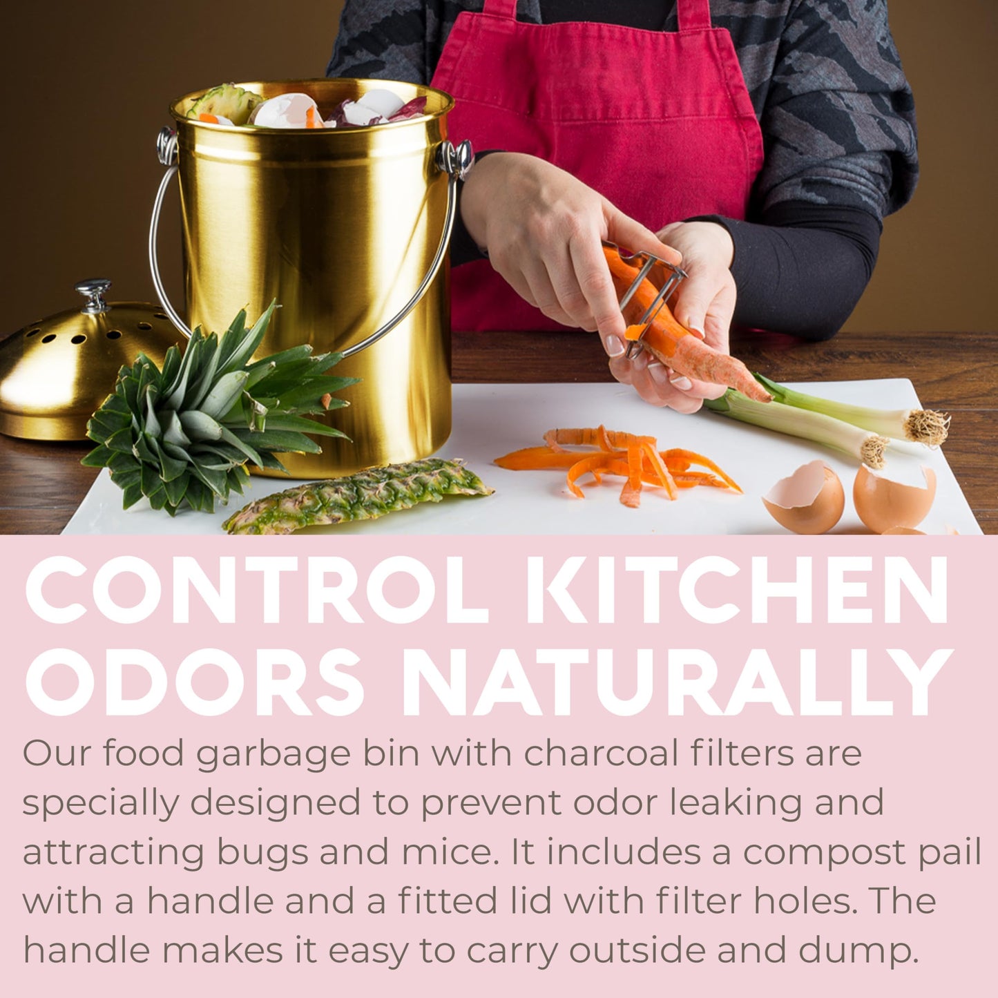 Microplastic-Free Kitchen: Epica Stainless Steel Compost Bin Non-Toxic