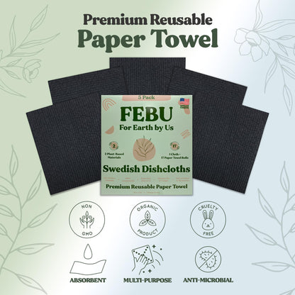 FEBU Reusable Swedish Dishcloths for Kitchen (5-Pack Sunset)