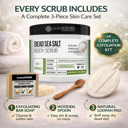 Fragrance-Free Dead Sea Salt Body Scrub, Organic Oils – pureSCRUBS Unscented