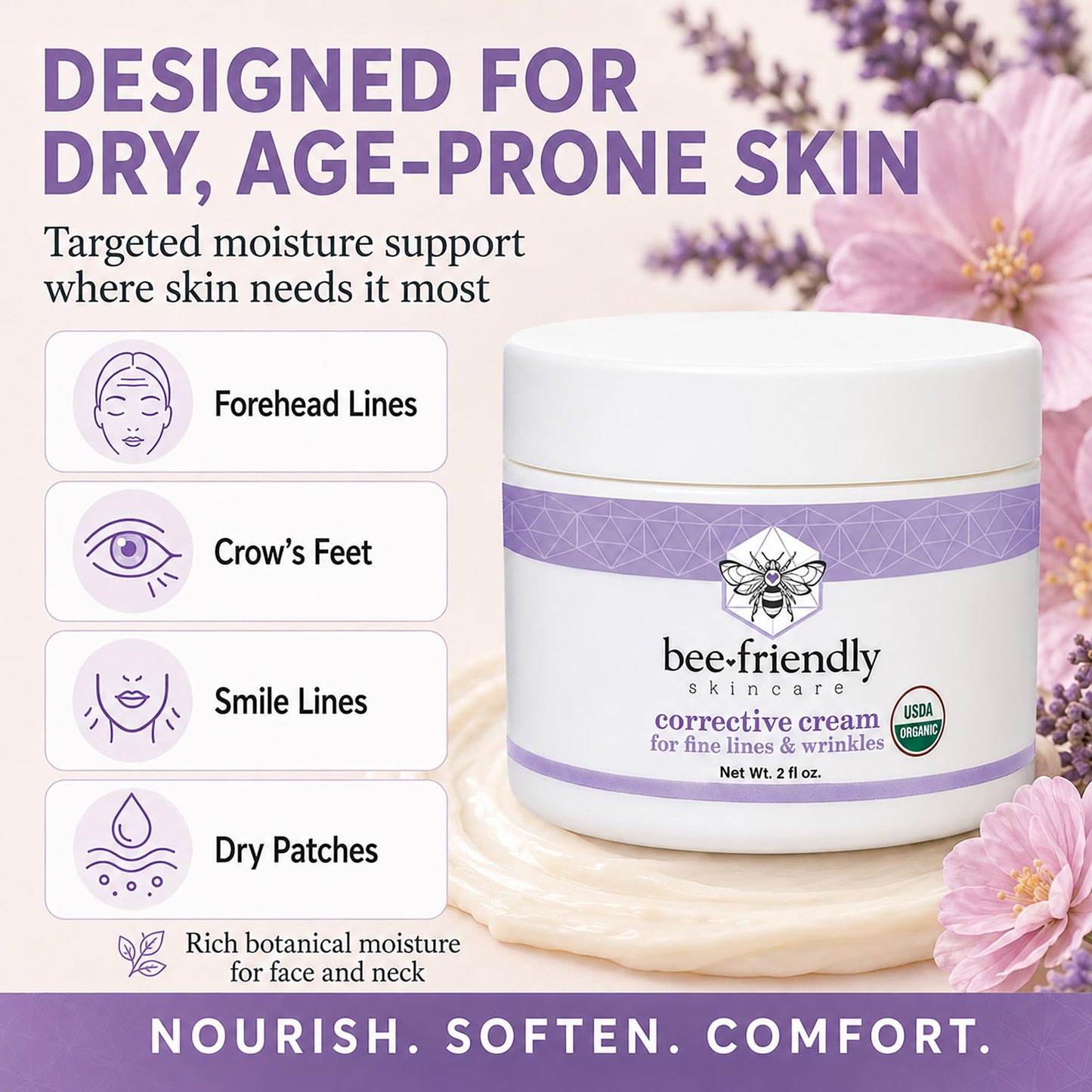 USDA Certified Organic Fragrance-Free Face Cream, Corrective – BeeFriendly