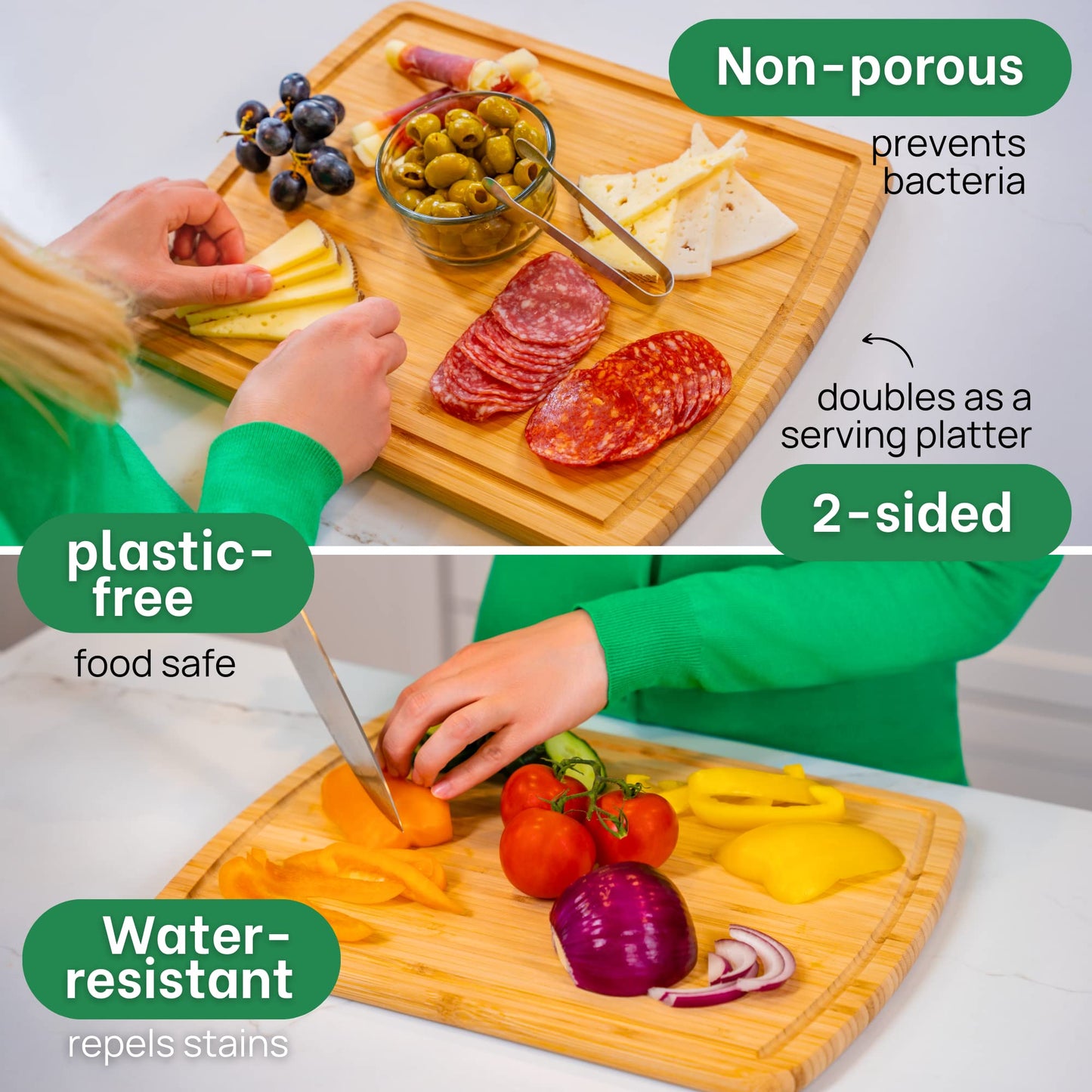 Non-Toxic Organic Bamboo Cutting Board, XL, FSC – Greener Chef