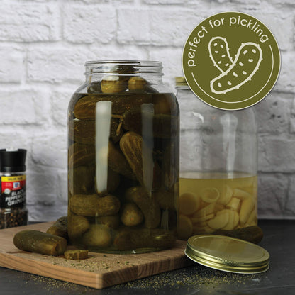1-Gallon Glass Mason Jars with Airtight Metal Lids, 2-Pack - Kitchentoolz