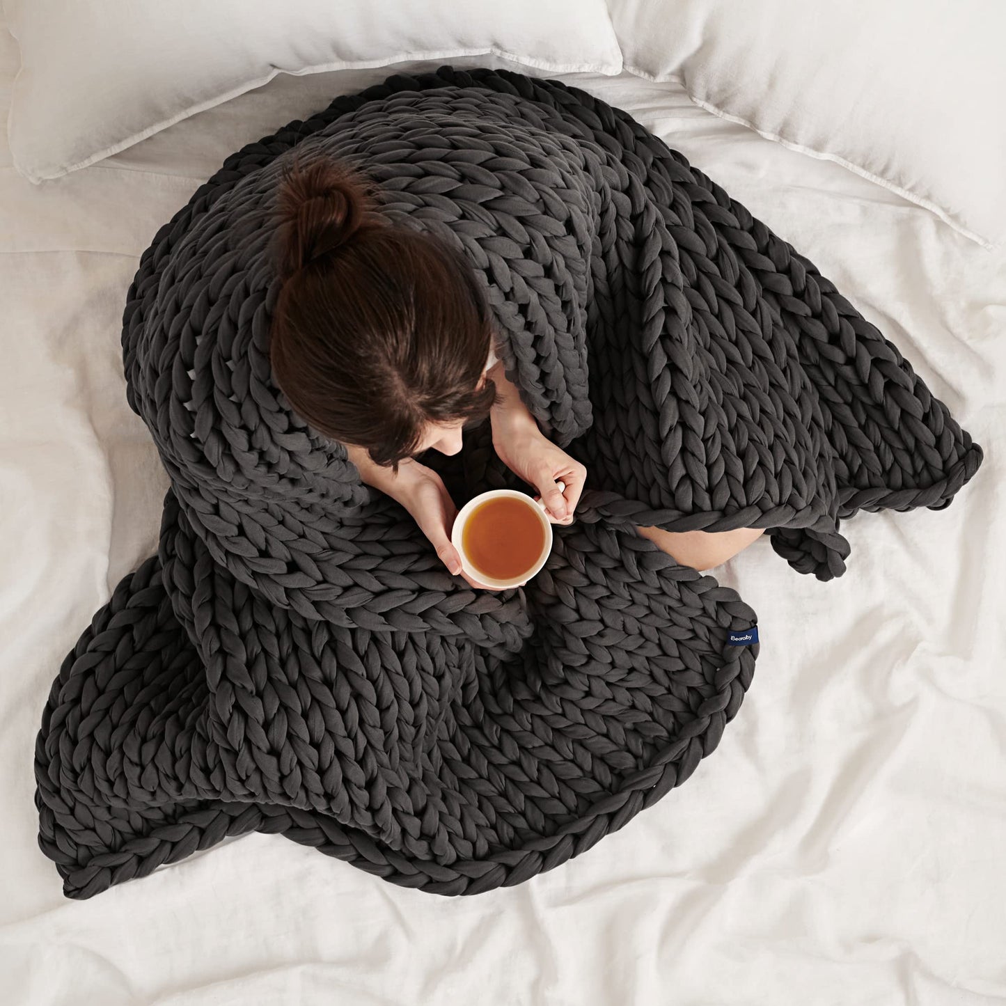 Toxin-Free Sleep: Bearaby Organic Cotton 100% Hand-Knit Weighted Blanket, Non-Toxic
