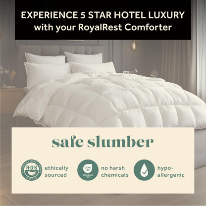 ComfyDown RoyalRest Comforter: 750+ Fill Power Luxury Goose Down