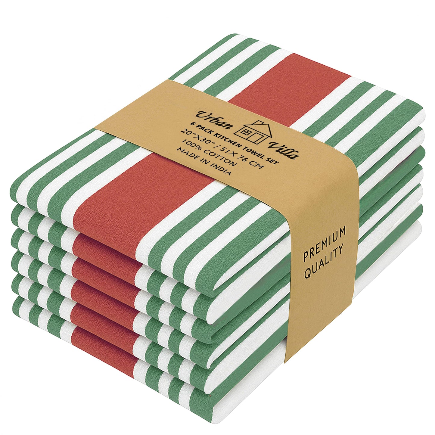 Microplastic-Free Kitchen: Urban Villa Cotton Dish Towels 6-Pack Non-Toxic