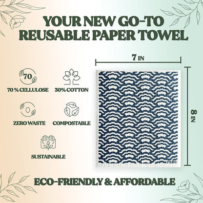 FEBU Reusable Swedish Dishcloths for Kitchen (5-Pack Sunset)