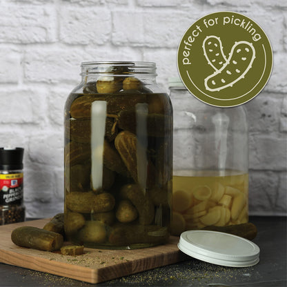 1-Gallon Glass Mason Jars with Airtight Metal Lids, 2-Pack - Kitchentoolz