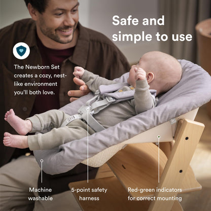 Stokke Tripp Trapp Solid Beechwood Chair with Newborn Set Bundle