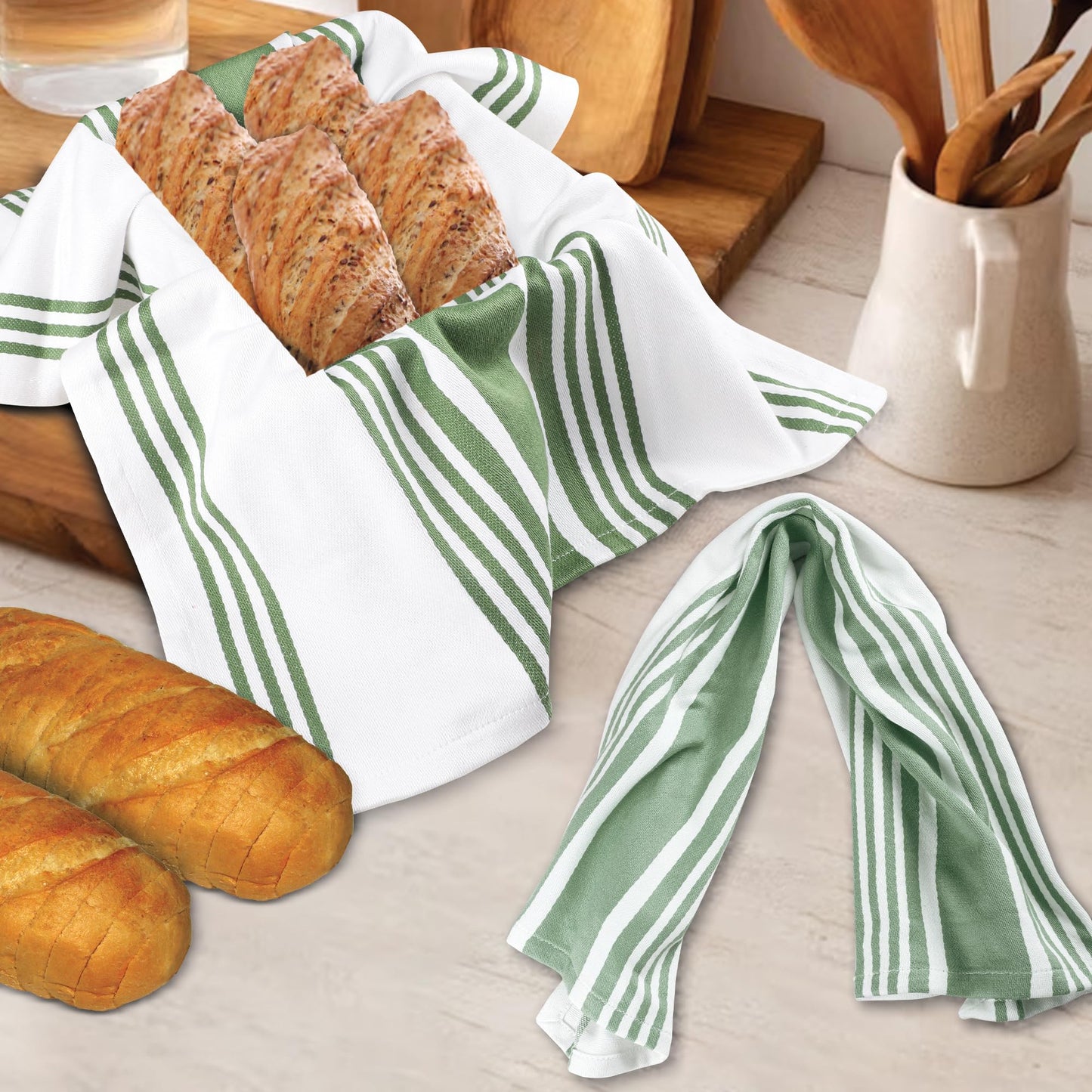 Microplastic-Free Kitchen: Urban Villa Cotton Dish Towels 6-Pack Non-Toxic