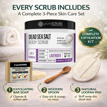 Fragrance-Free Dead Sea Salt Body Scrub, Organic Oils – pureSCRUBS Unscented
