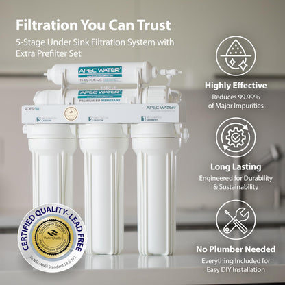 PFAS & Lead Under-Sink Reverse Osmosis System, 5-Stage – APEC ROES-100
