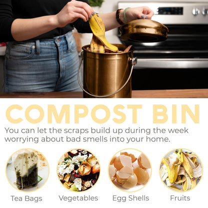 Microplastic-Free Kitchen: Epica Stainless Steel Compost Bin Non-Toxic