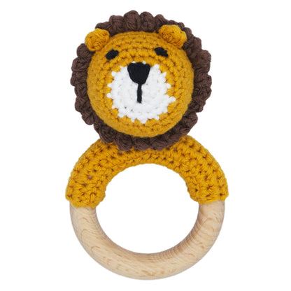 Joliecraft Woodland Friends Baby Rattle: Cotton & Beechwood Elephant
