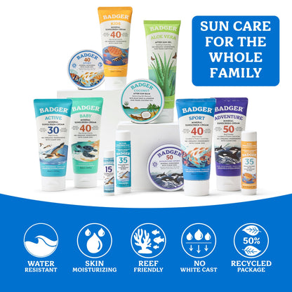 NSF Certified Organic Mineral Sunscreen SPF 50, 4-Ingredient Reef Safe – Badger