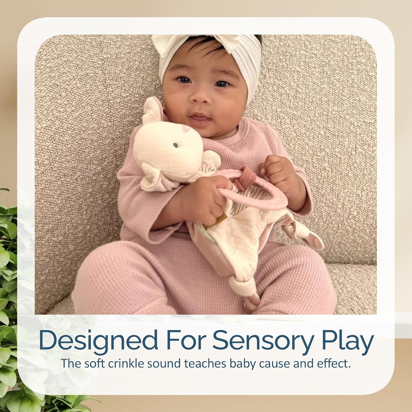 Itzy Ritzy Bitzy Crinkle Sensory Toy: Natural Cotton Bunny