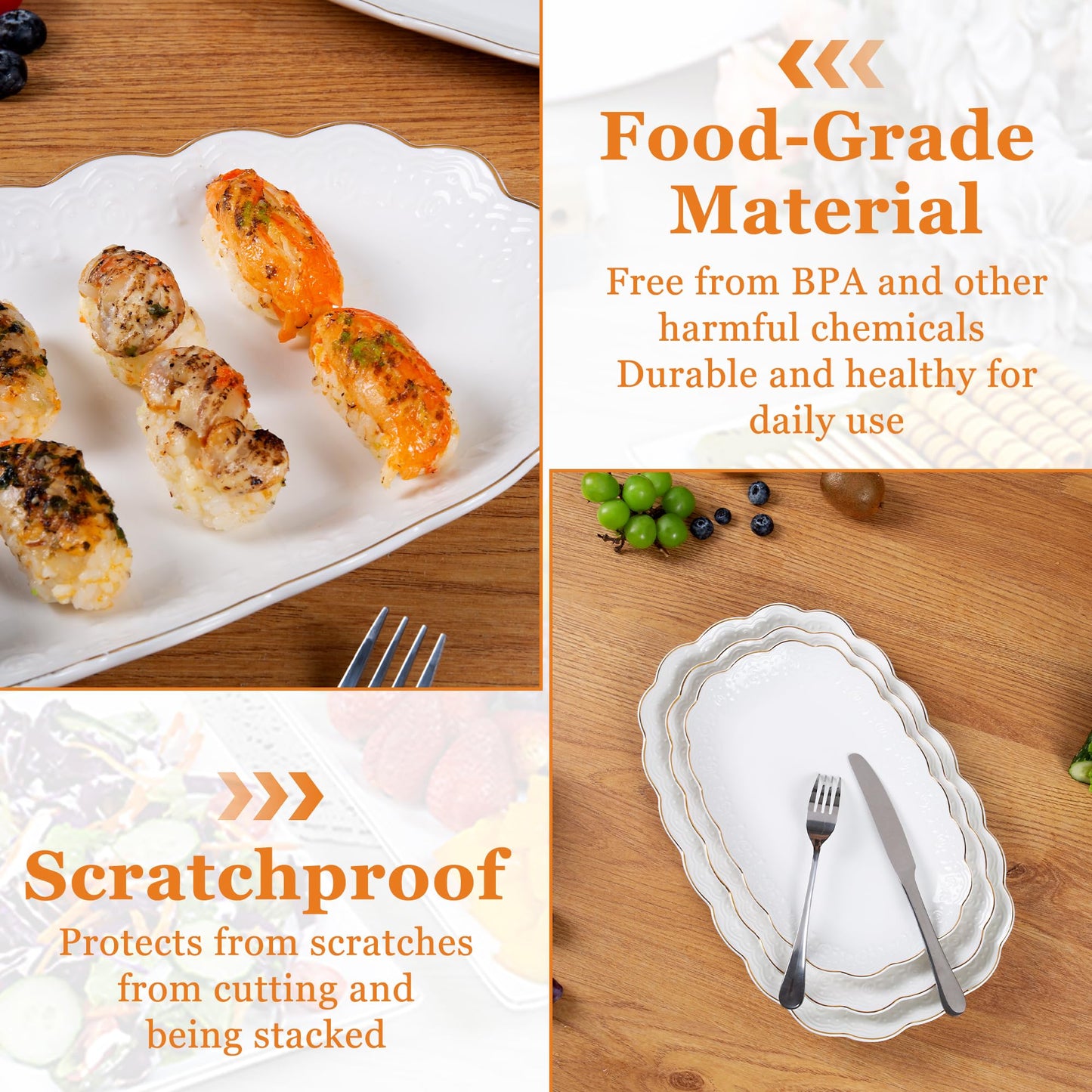 White Porcelain Serving Platters, Set of 3 – Kassel