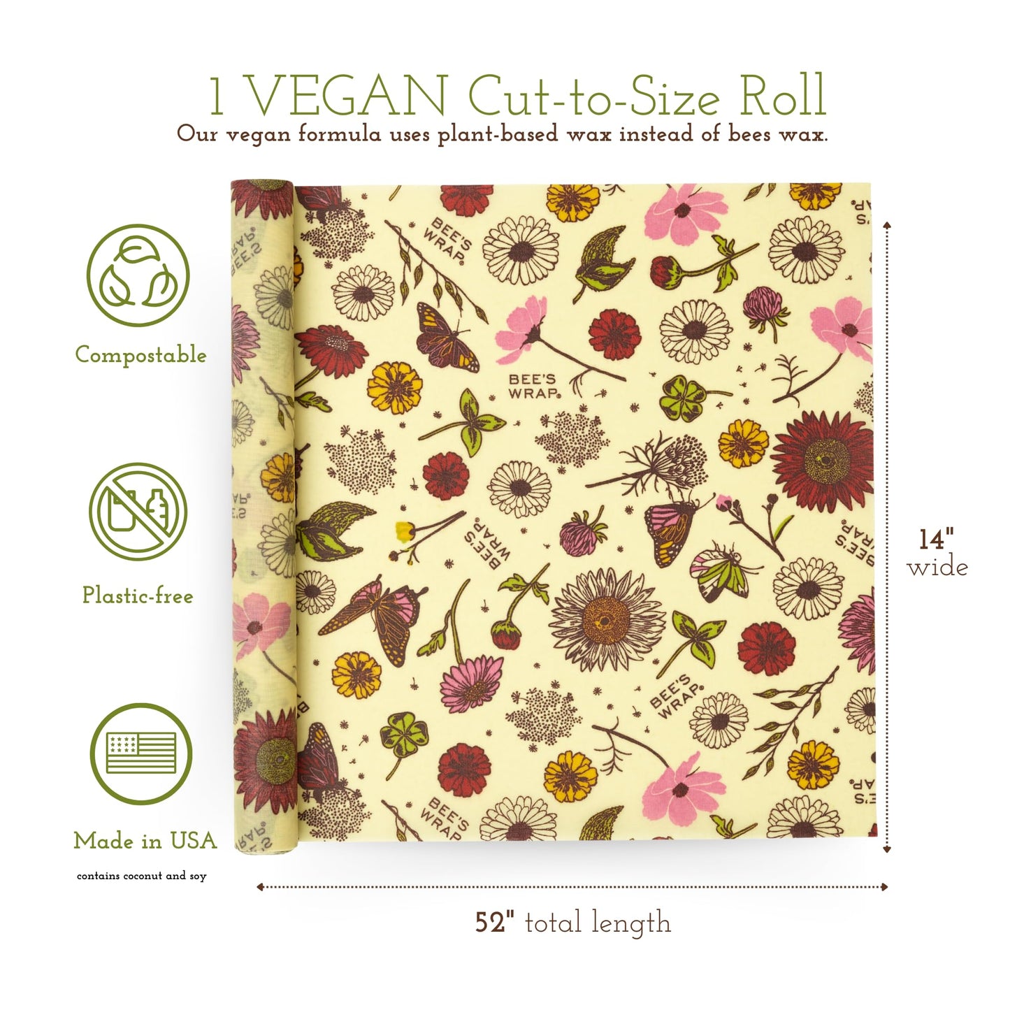 Plastic-Free Vegan Reusable Food Wrap Roll – Bee's Wrap