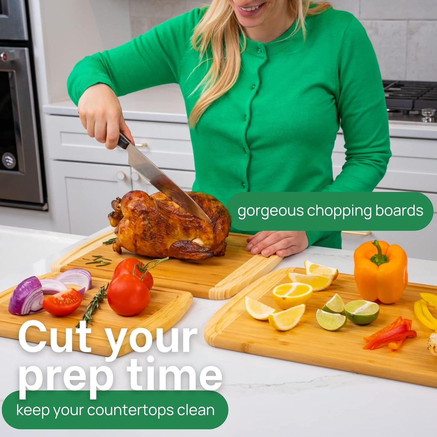 Non-Toxic Organic Bamboo Cutting Board Set, 3-Piece – Greener Chef