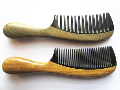 Handmade Buffalo Horn & Sandalwood Anti-Static Combs, 2-Pack – Myhsmooth