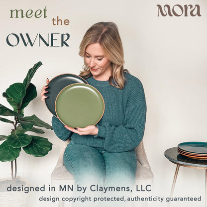 Lead-Free Ceramic Dinner Plates, Lab-Tested – Mora (Set of 6)