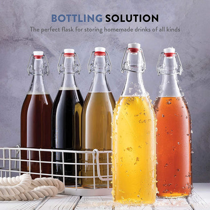 Glass Swing-Top Bottles, 1 L, 6-Pack, Italian-Made – Bormioli Rocco