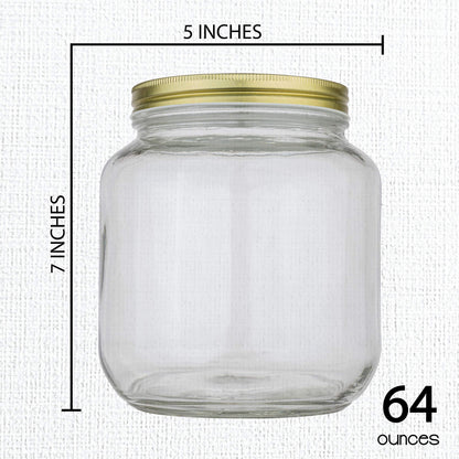 Half-Gallon Glass Mason Jars with Metal Lids, 2-Pack - Kitchentoolz